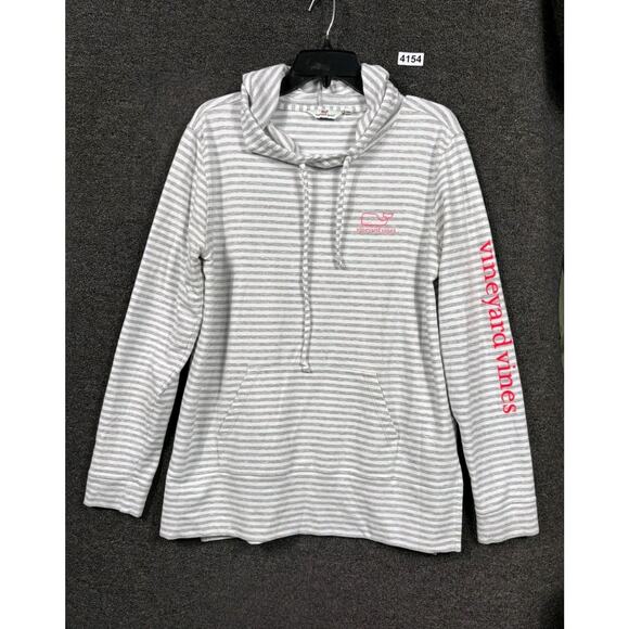 Vineyard Vines Women's Size M White Whale Striped Terry Hooded Sweatshirt - Picture 1 of 8
